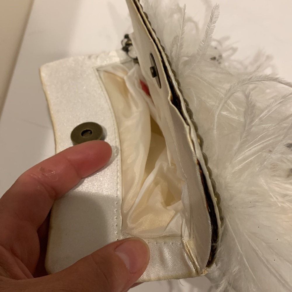 Betsey Johnson White Feather Studded Clutch - Picture 12 of 14